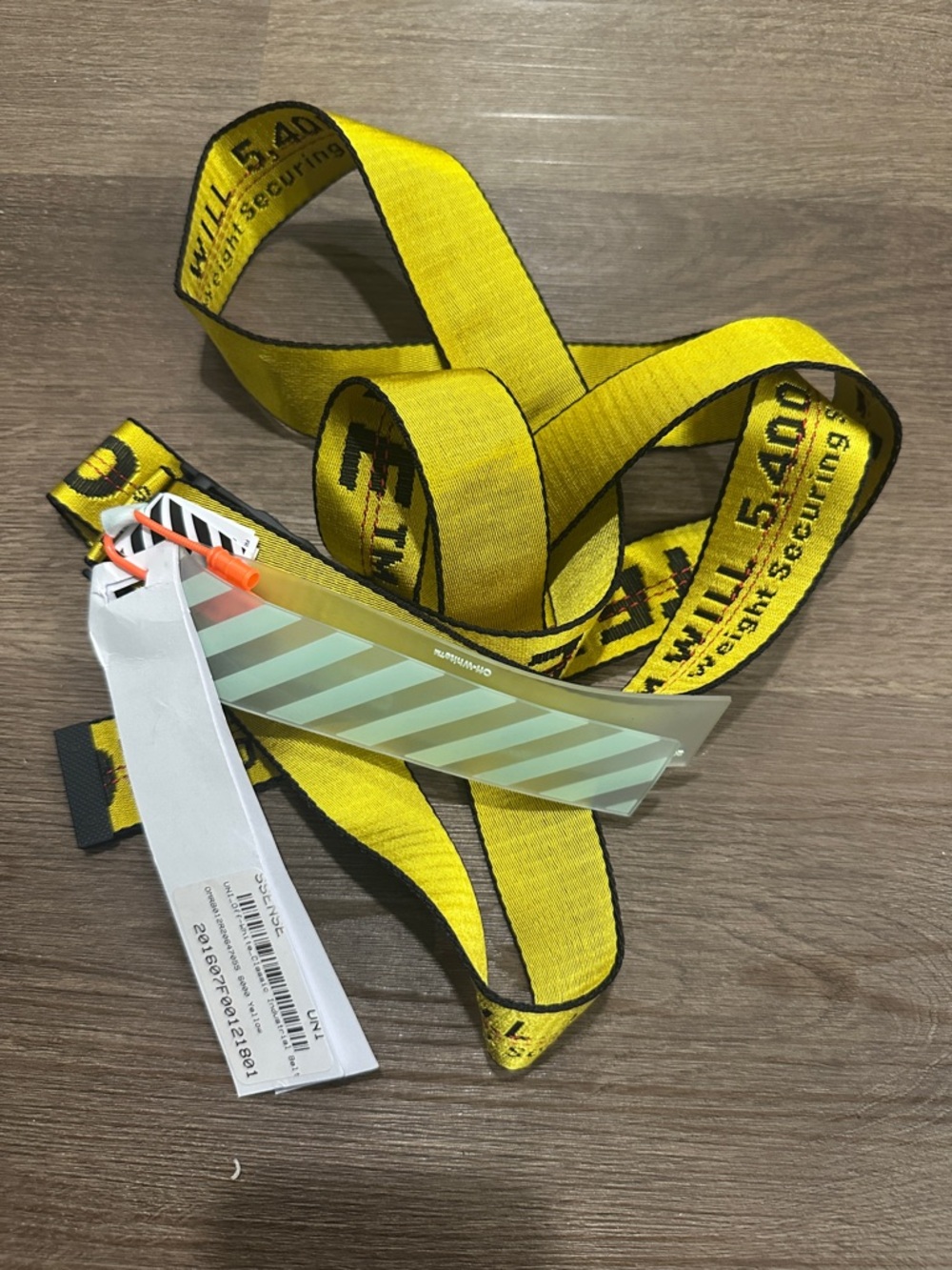 Off-White Yellow Industrial Logo Belt brand new